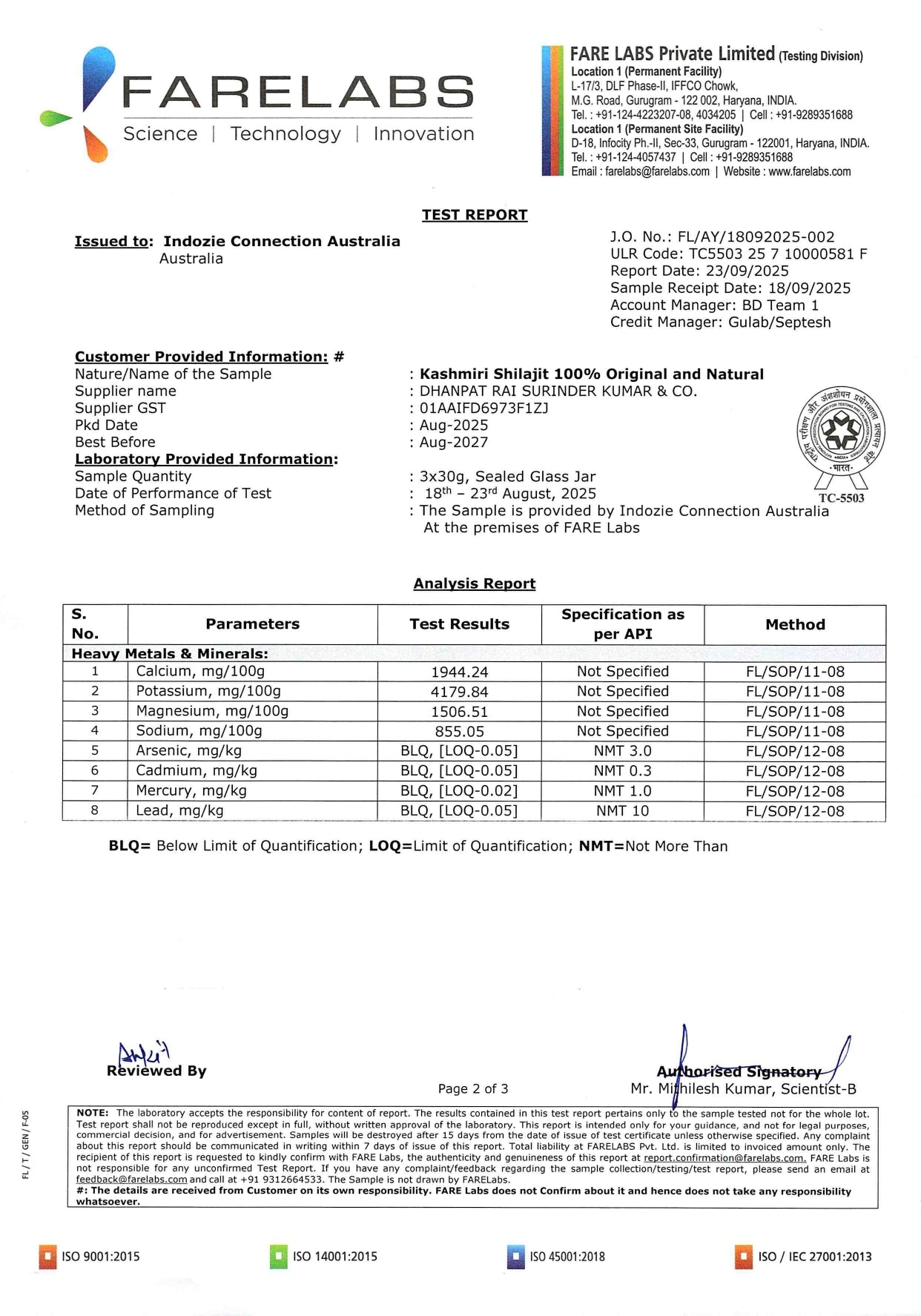 Pure Kashmiri Shilajit Resin with Fulvic Acid - 75.63% (Lab Report attached)